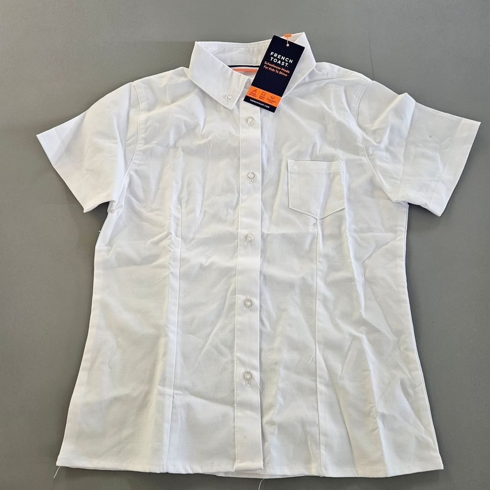 French Toast White Short-Sleeve Button-Down Shirt sz 10